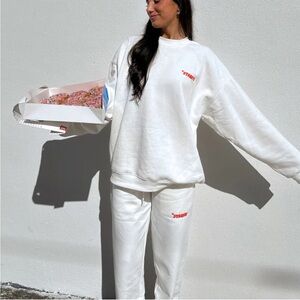 White Sweatpants with Red Starfit Logo